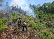 Polisi dan Warga Padamkan Kebakaran Lahan Cokelat di Sausu